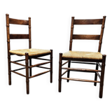 2 chaises en osier Art Déco / École d'Amsterdam / Jac Levee / milieu du siècle