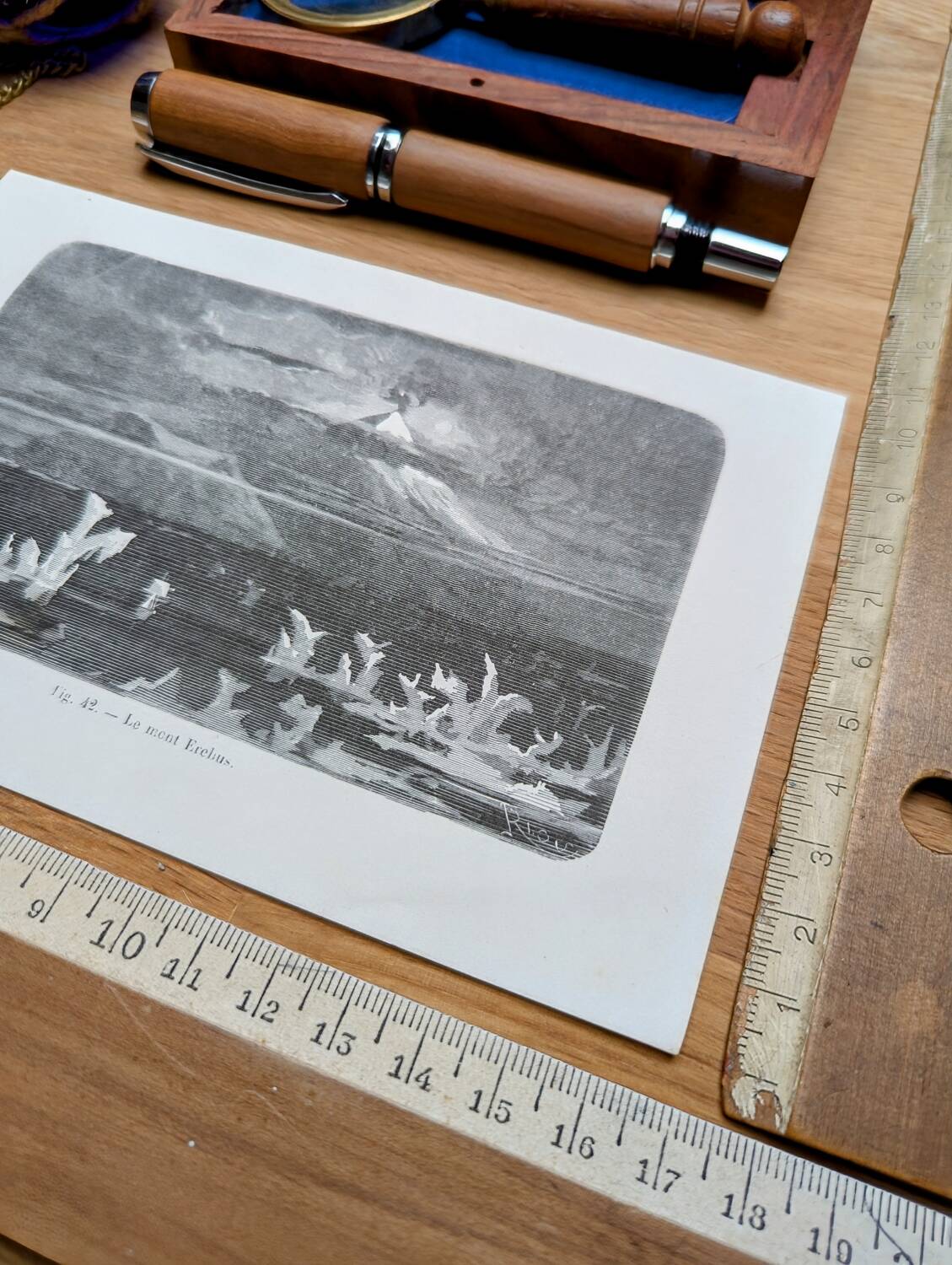 Printed in 1868, Mount Erebus, Ross Island, Antarctica.