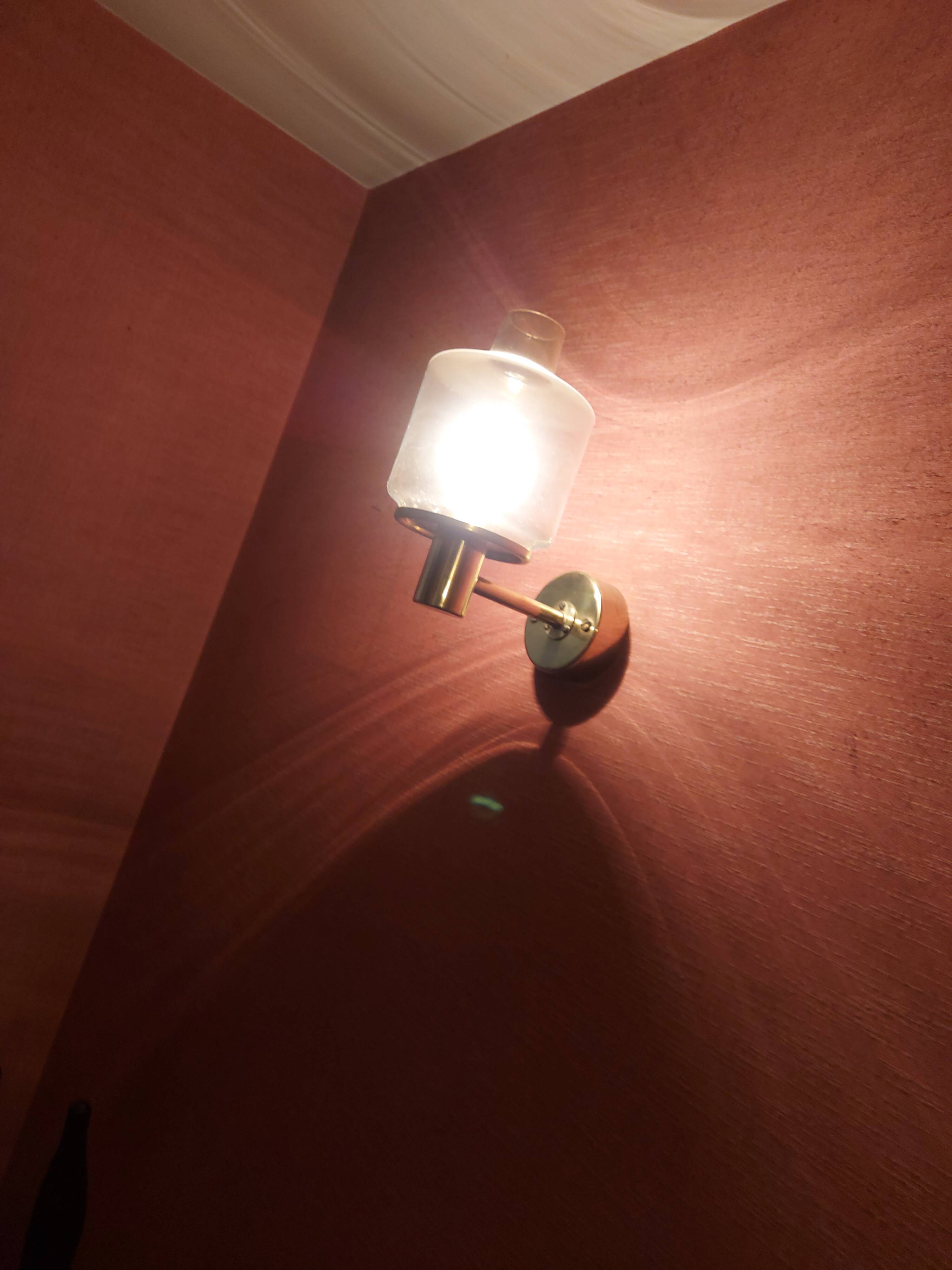 Pair of 60'S brass wall lamps, Hans Agne Jakobsson, model V212A