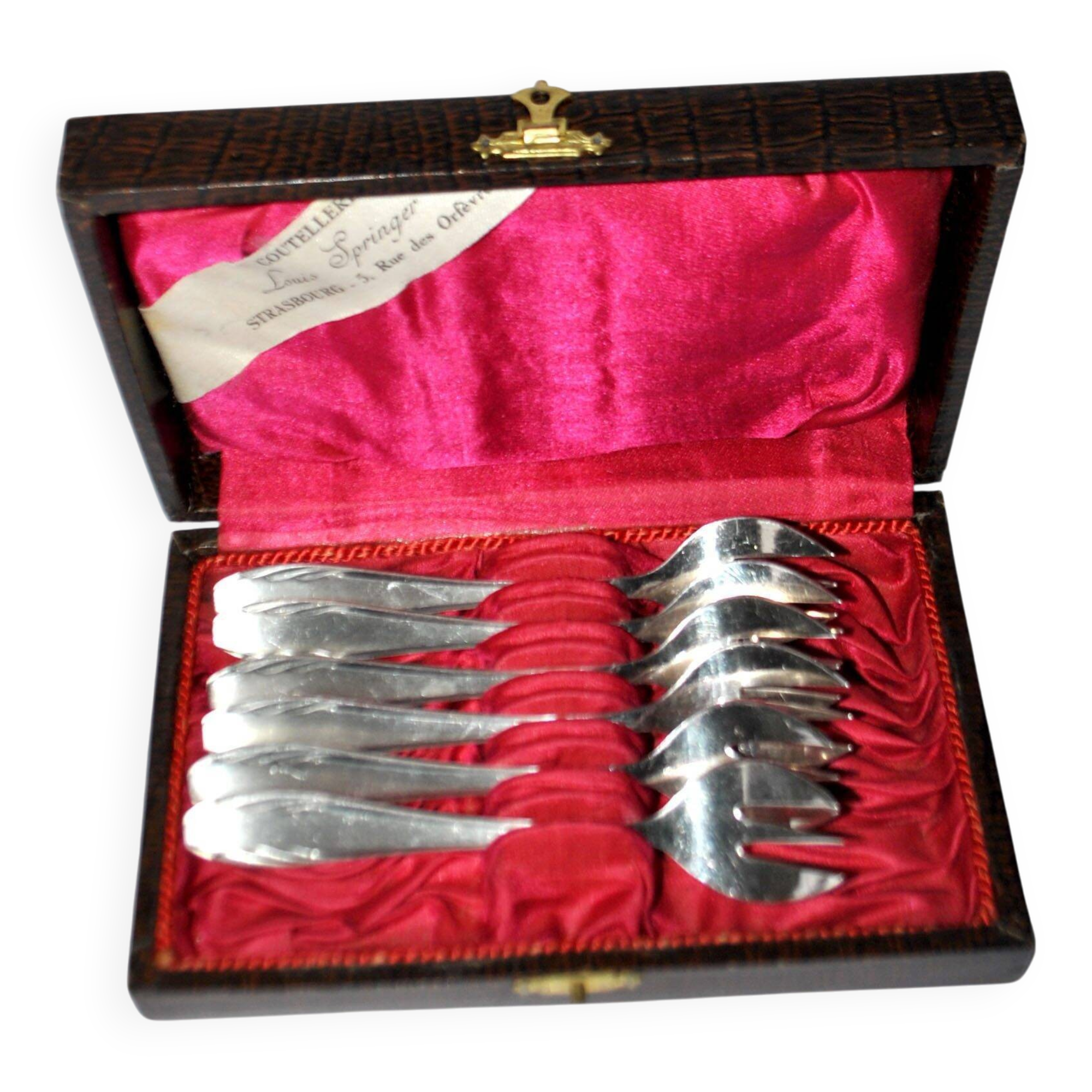 Gulden set of 6 art deco dessert forks in silver-plated metal 13 cm alsace