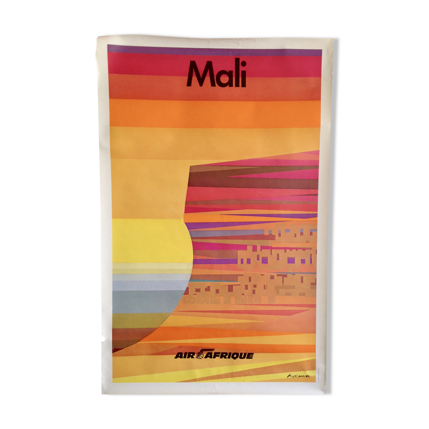 Affiche Air Afrique Mali Alain Carrier 1970