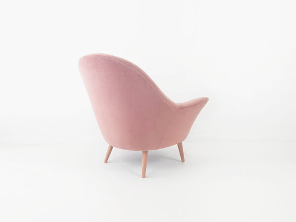 Fauteuil italien des années 50 velours vieux rose