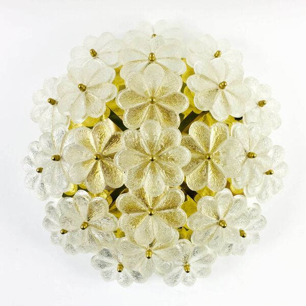 Plafonnier floral des années 50 en verre de Murano par Ernst Palme, Allemagne, années 1970.
