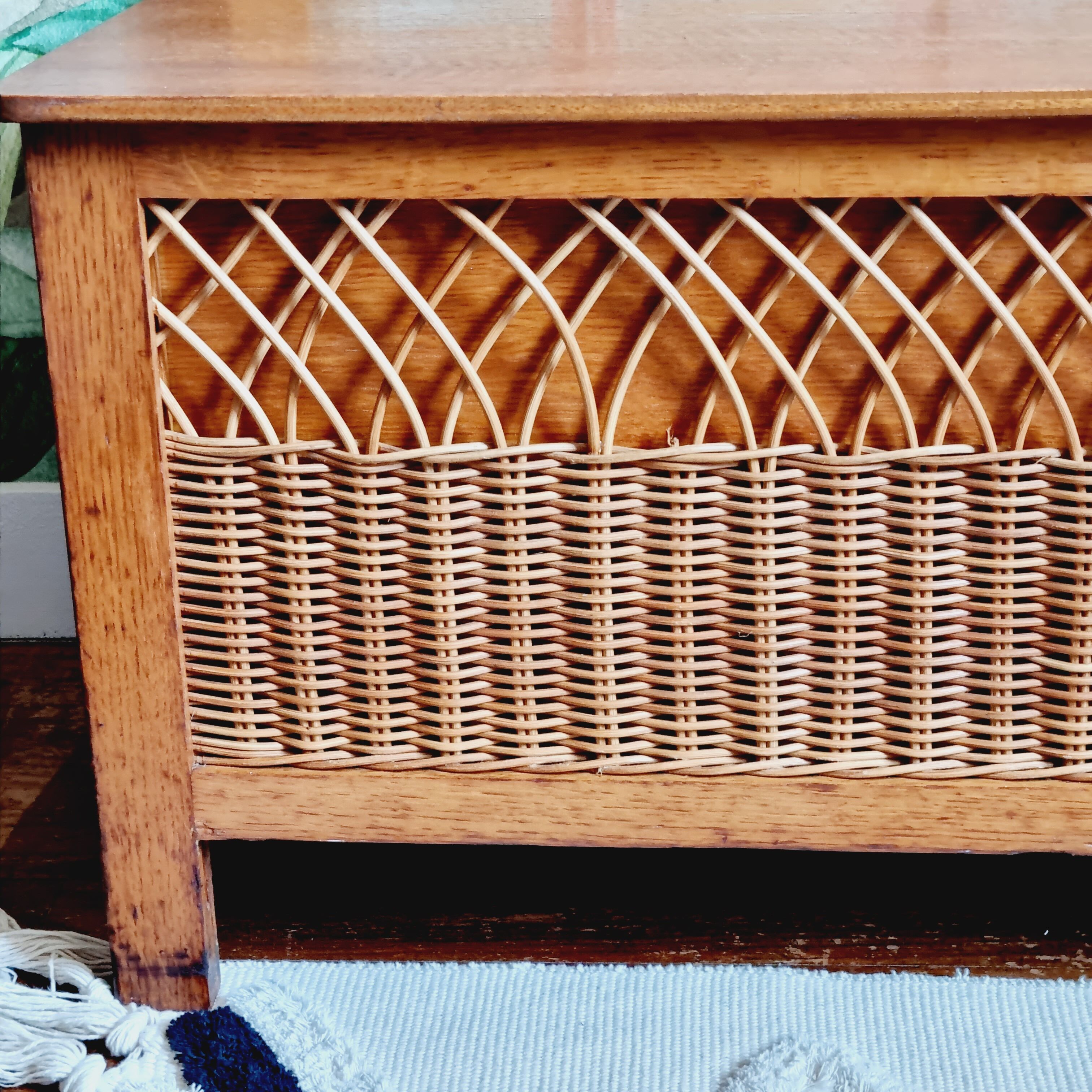 Bench chest veneer oak and rattan