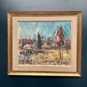 Huile sur toile originale suédoise – « Paysage » par Arvid Herbert
