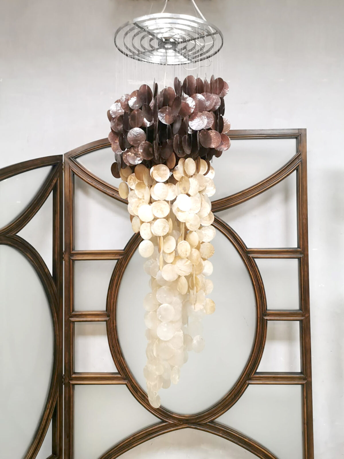 Vintage capiz shell chandelier ‘two tone’