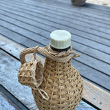 Bottle in wicker glass scoubidou