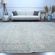 1970s Vintage Persian Handmade Wool Cotton Beige Area Rug 292x396