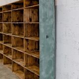 Factory locker cabinet, wood and green