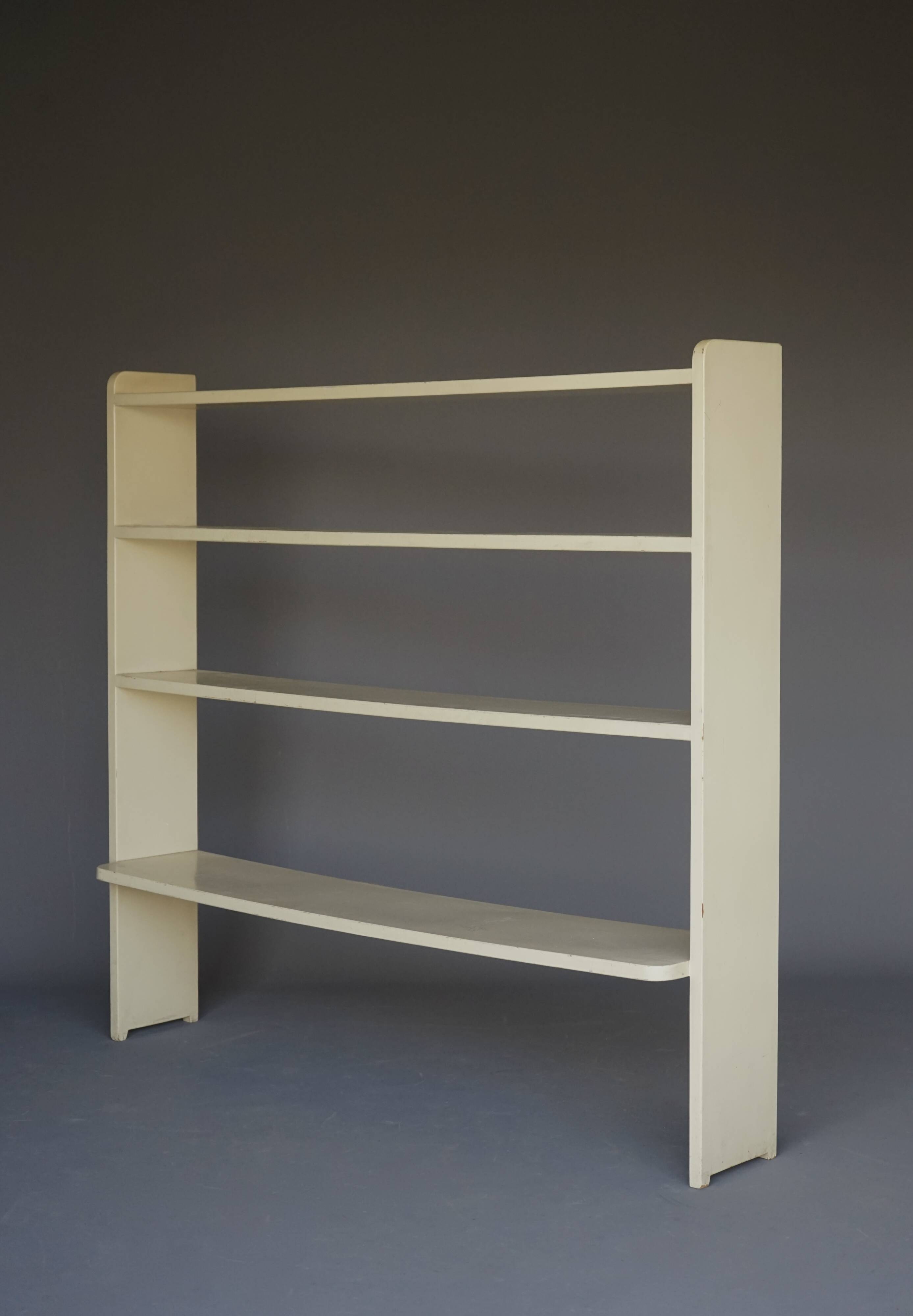 A Dutch wooden 1940s shelving unit in Modernist style