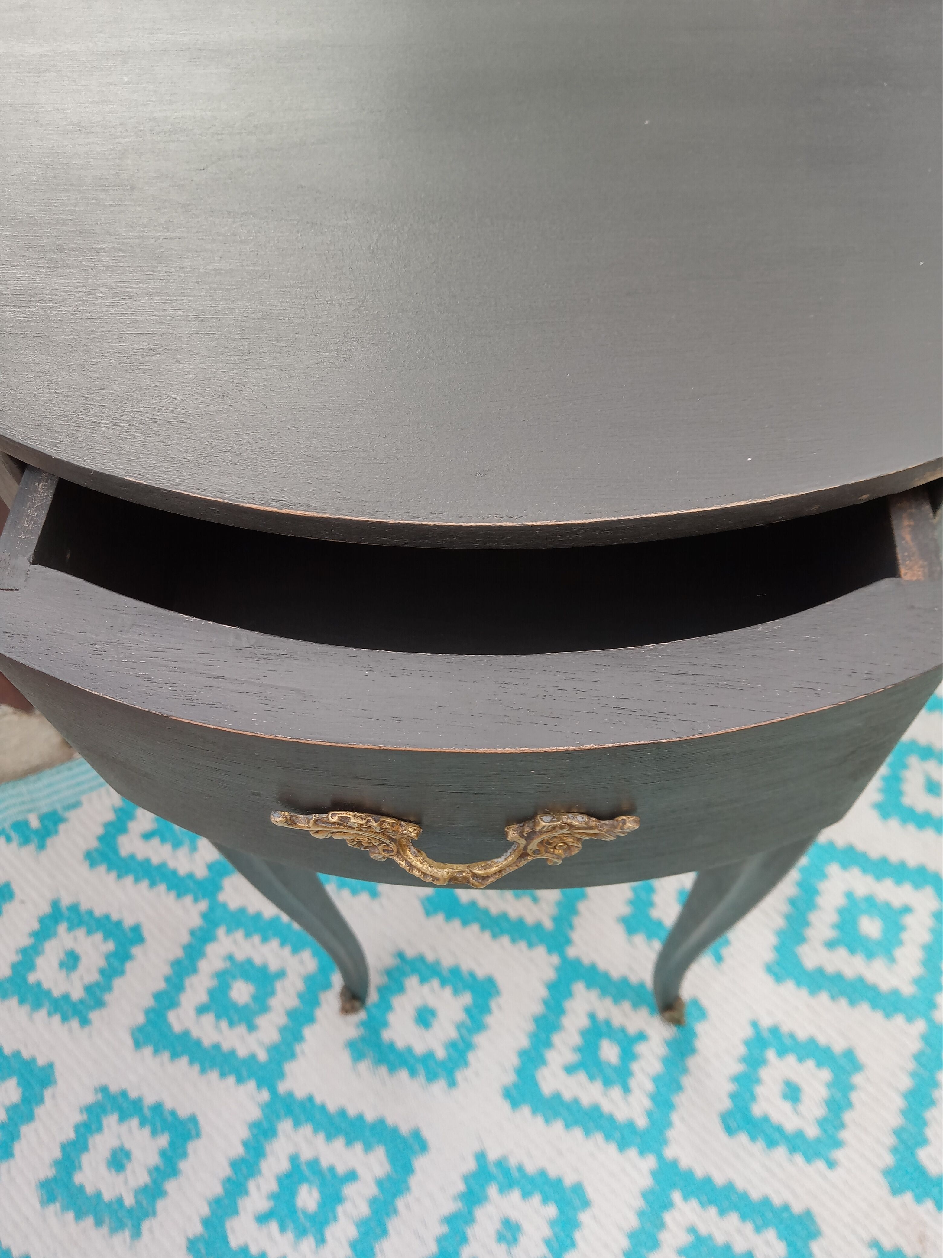 Black patina bedside table