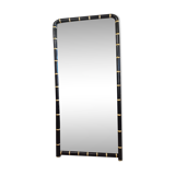 Bamboo mirror XX th lacquered black and gold