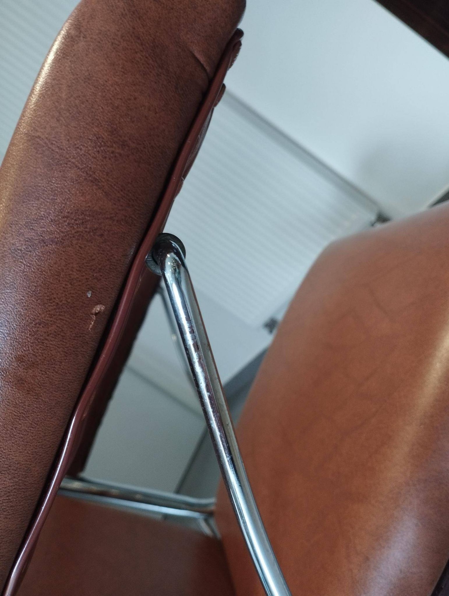 Folding chair attributed to A. Monpoix, modernist design, mid-century, vintage.