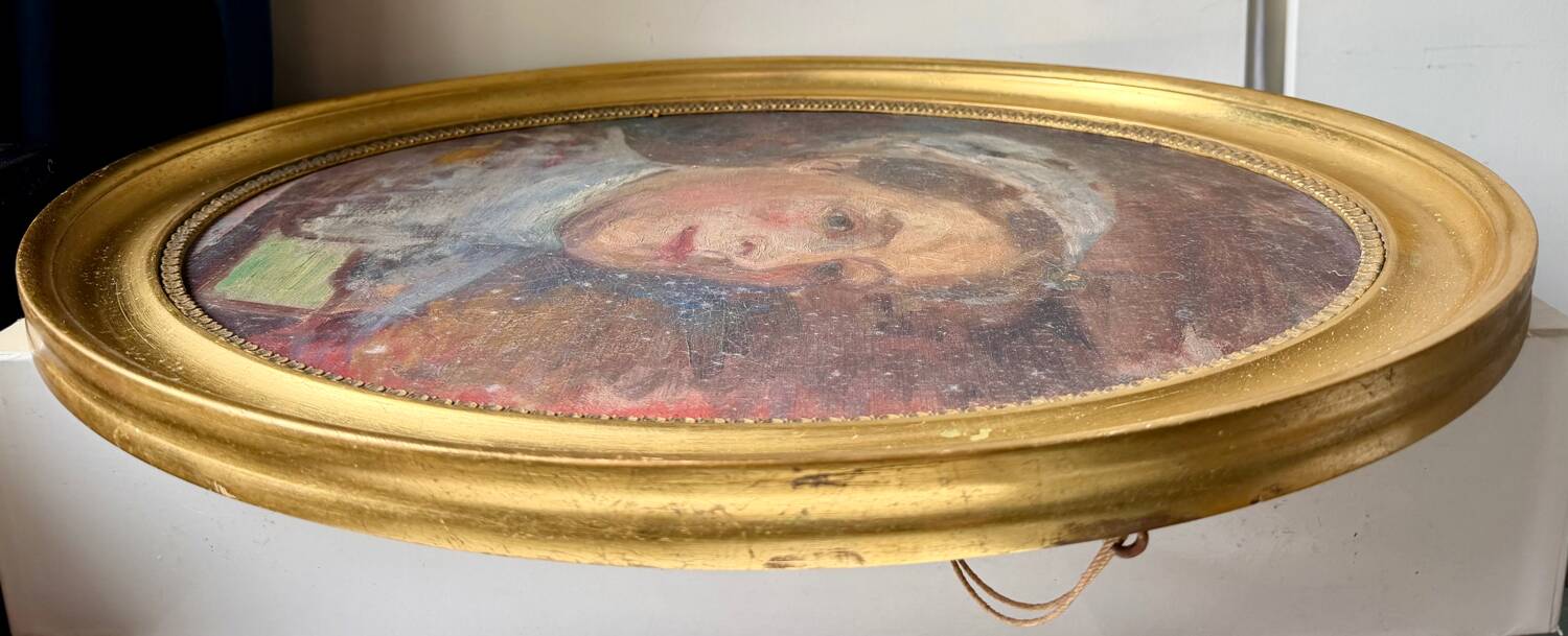 Antique Portrait Oil Painting With Wooden gilded frame 58cm x 45cm