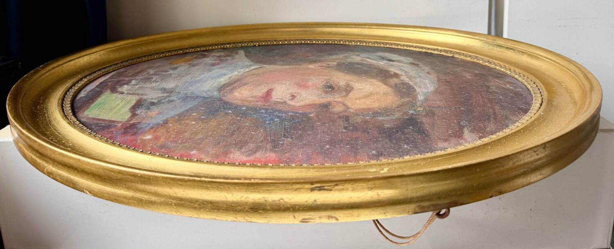 Antique Portrait Oil Painting With Wooden gilded frame 58cm x 45cm
