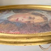Antique Portrait Oil Painting With Wooden gilded frame 58cm x 45cm