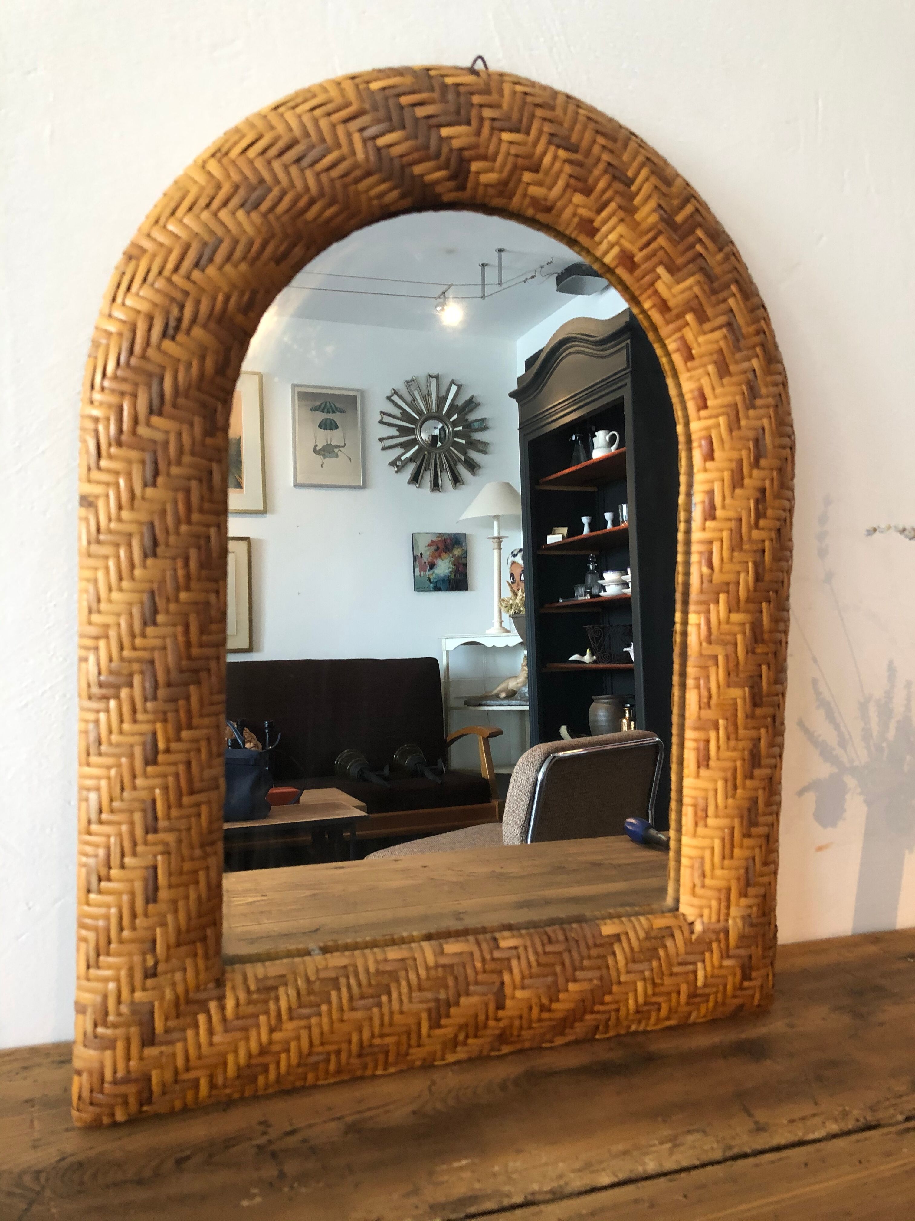 Braided rattan mirror 40 x 52 cm