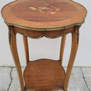 Selette pedestal side table Louis XV style with decorated marquetry and rosewood - 1900s
