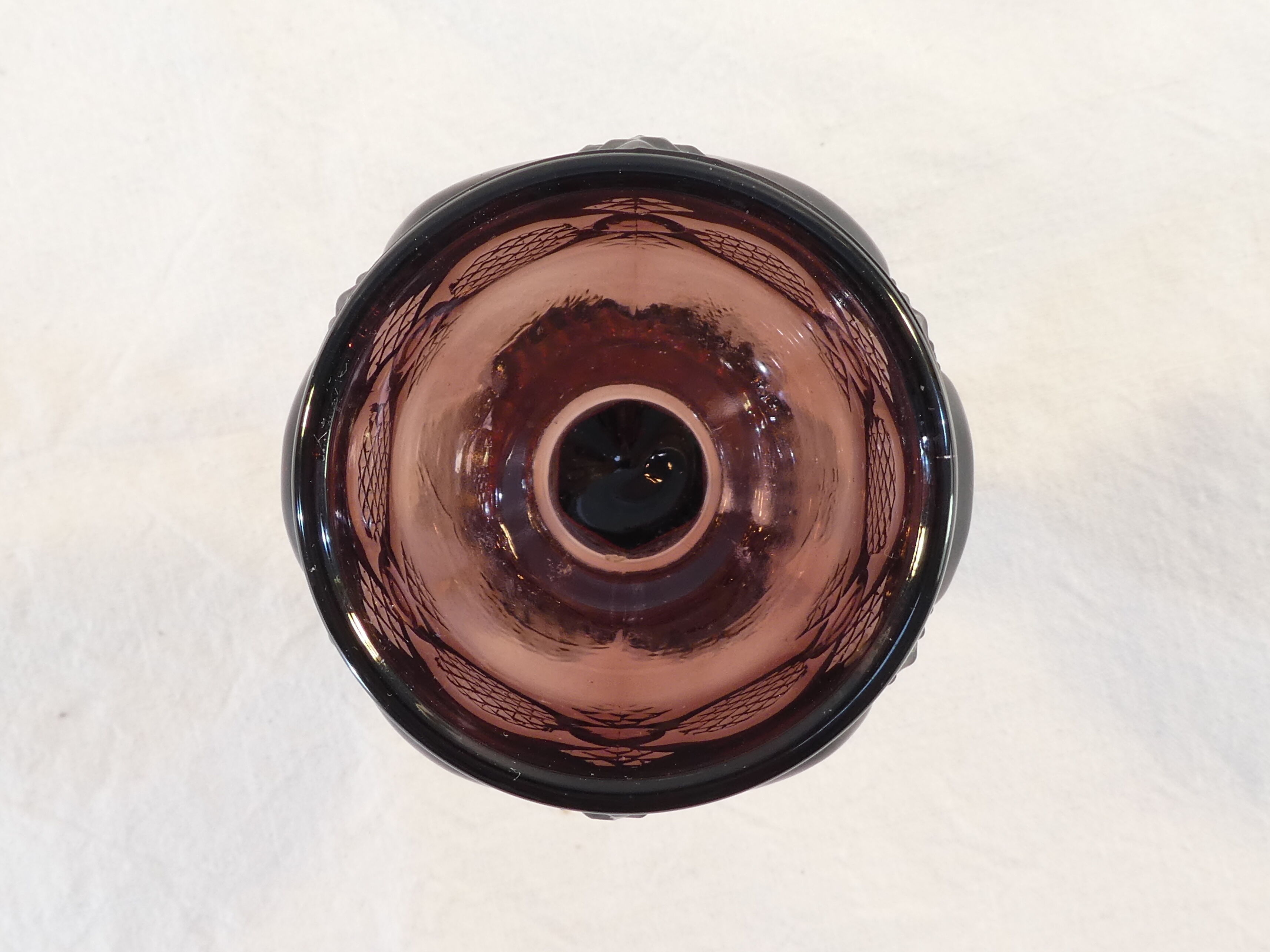 Advertising glass AVON purple decor in vintage relief