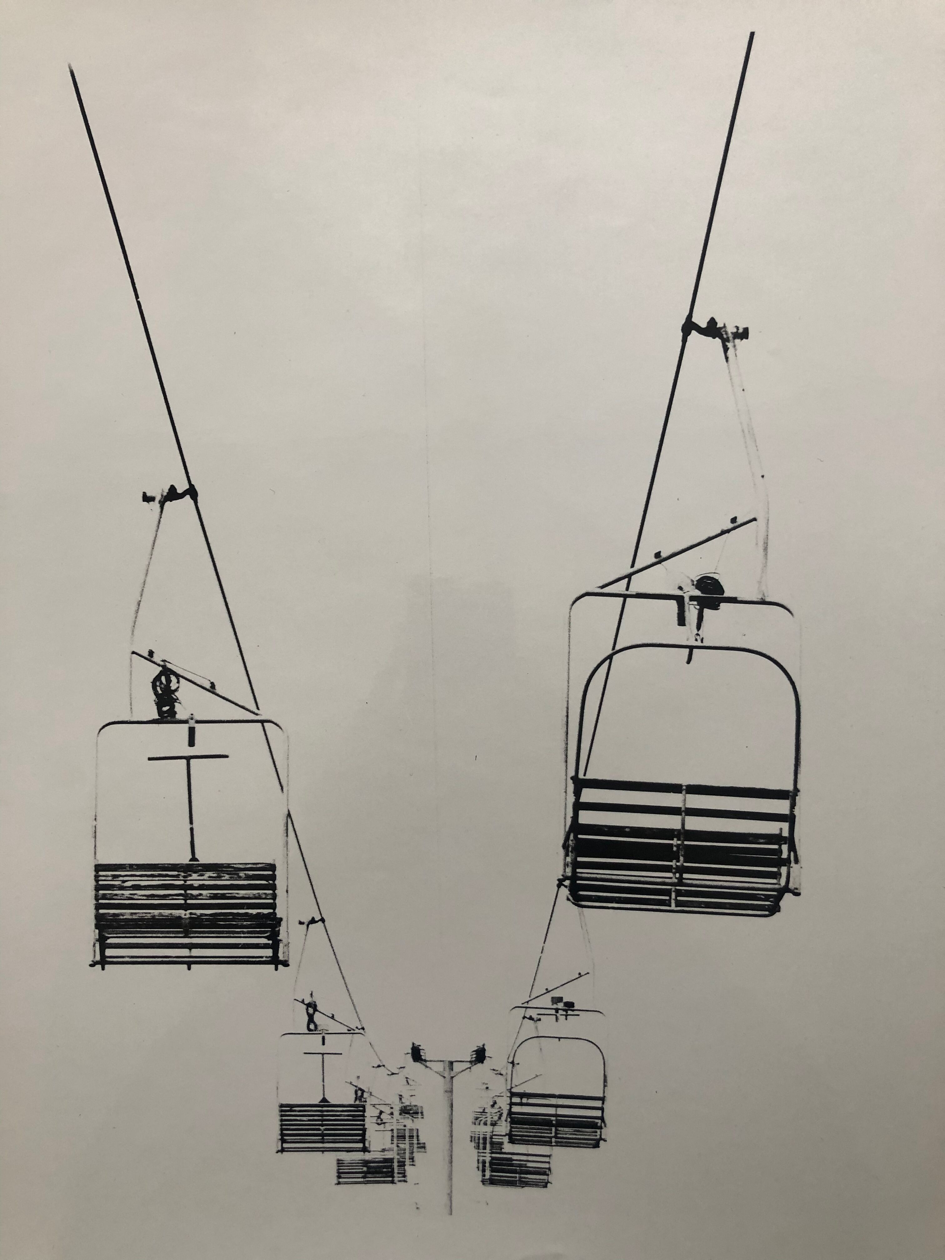 Black and white photo chairlift
