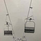 Black and white photo chairlift