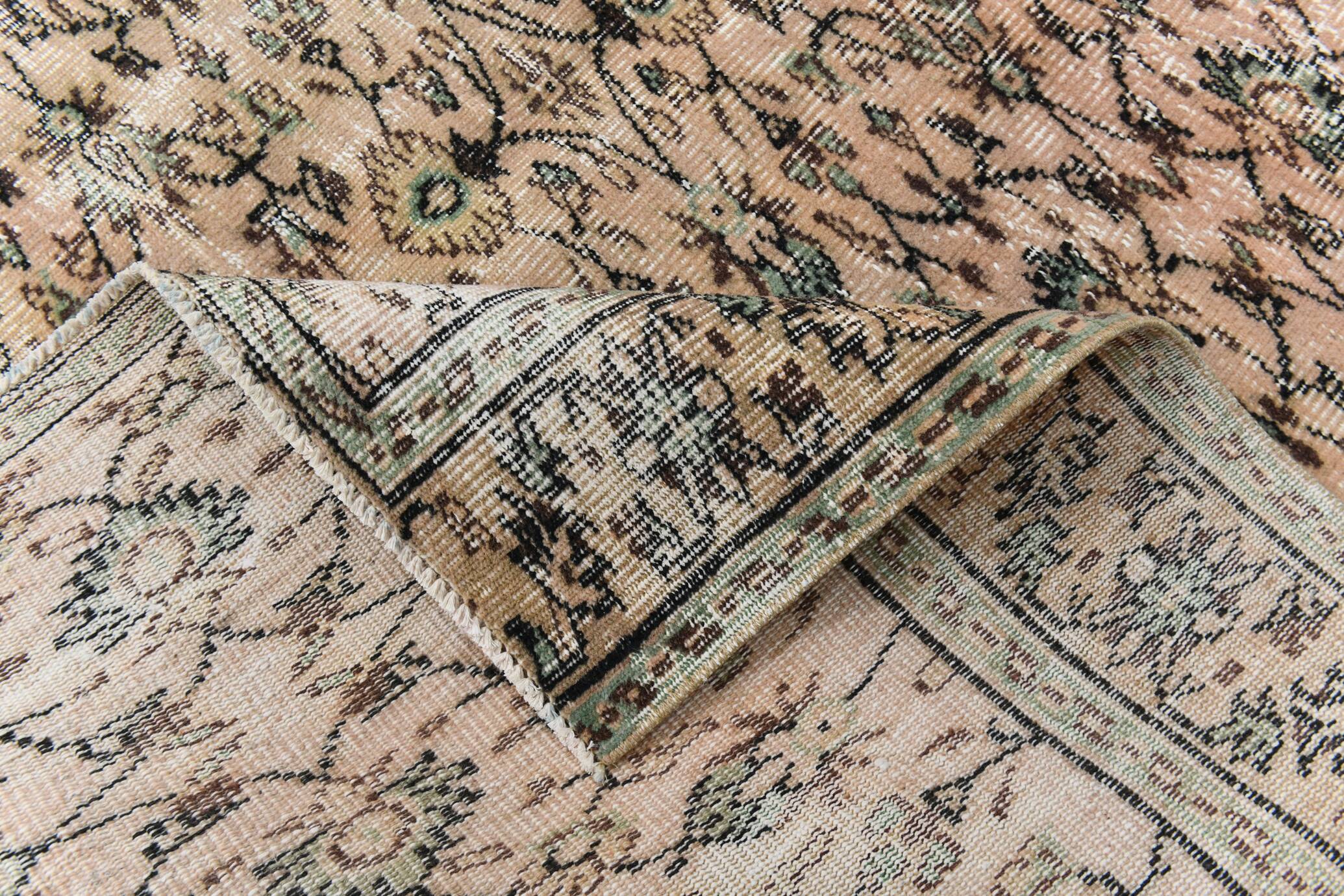 Light Blush Pink All-over Floral Vintage Rug, 188x276Cm