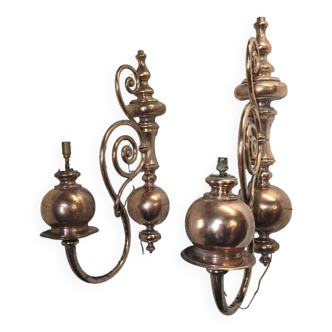19th century copper wall lights (large models)