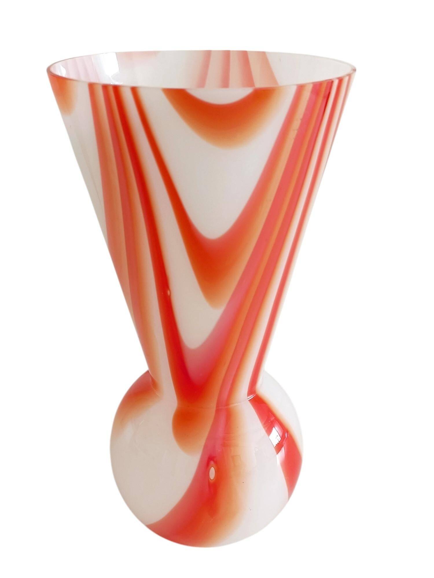Carlo Moretti Murano Glass Vase, Marbled Decor, Italy, 1960s