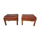 Paire de poufs / repose pieds Dyrlund en cuir années 60
