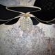 12-blade aerial suspension in rattan and black linen with vintage globe