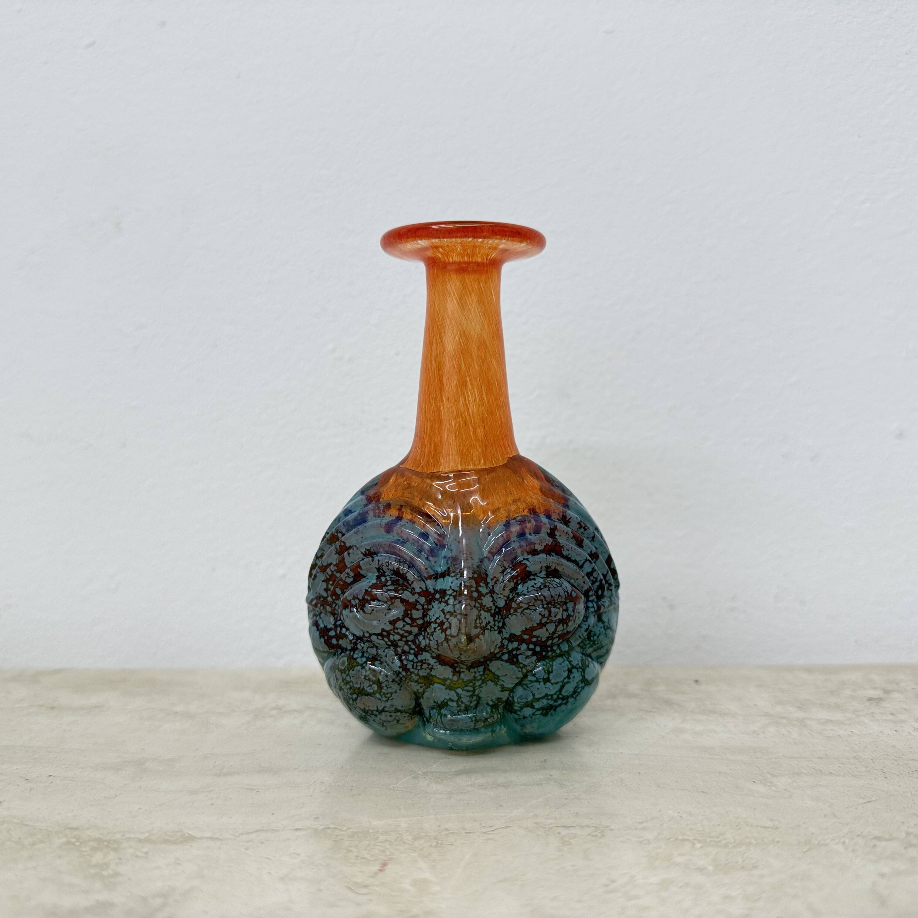 Rare Kjell Engman for Kosta Boda Sweden vase Rio face glass miniature vase