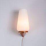 Wall lamp with opal glass shade on wooden base by Philips