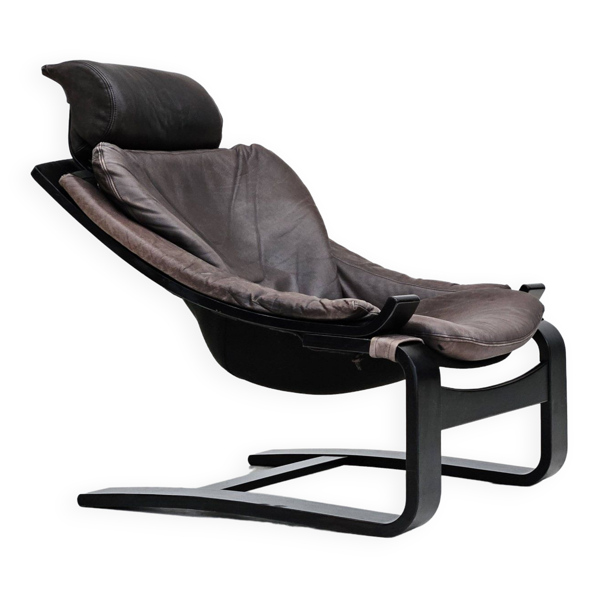 Chaise longue kroken, années 1970, design suédois par ake fribyter pour nelo, état d'origine.