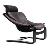 Chaise longue kroken, années 1970, design suédois par ake fribyter pour nelo, état d'origine.