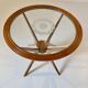 Curved Wood Spider Leg Coffee Table, Wood & Glass, Italy 1950s