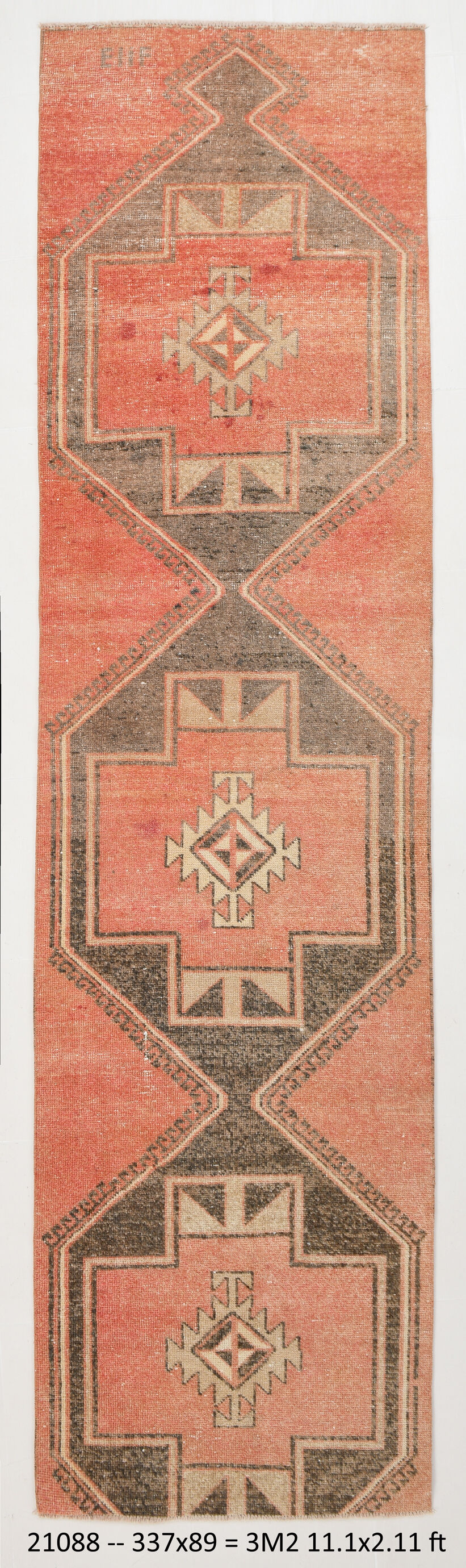 3x11 55s Antique Turkish Runner Rug, 89x337Cm