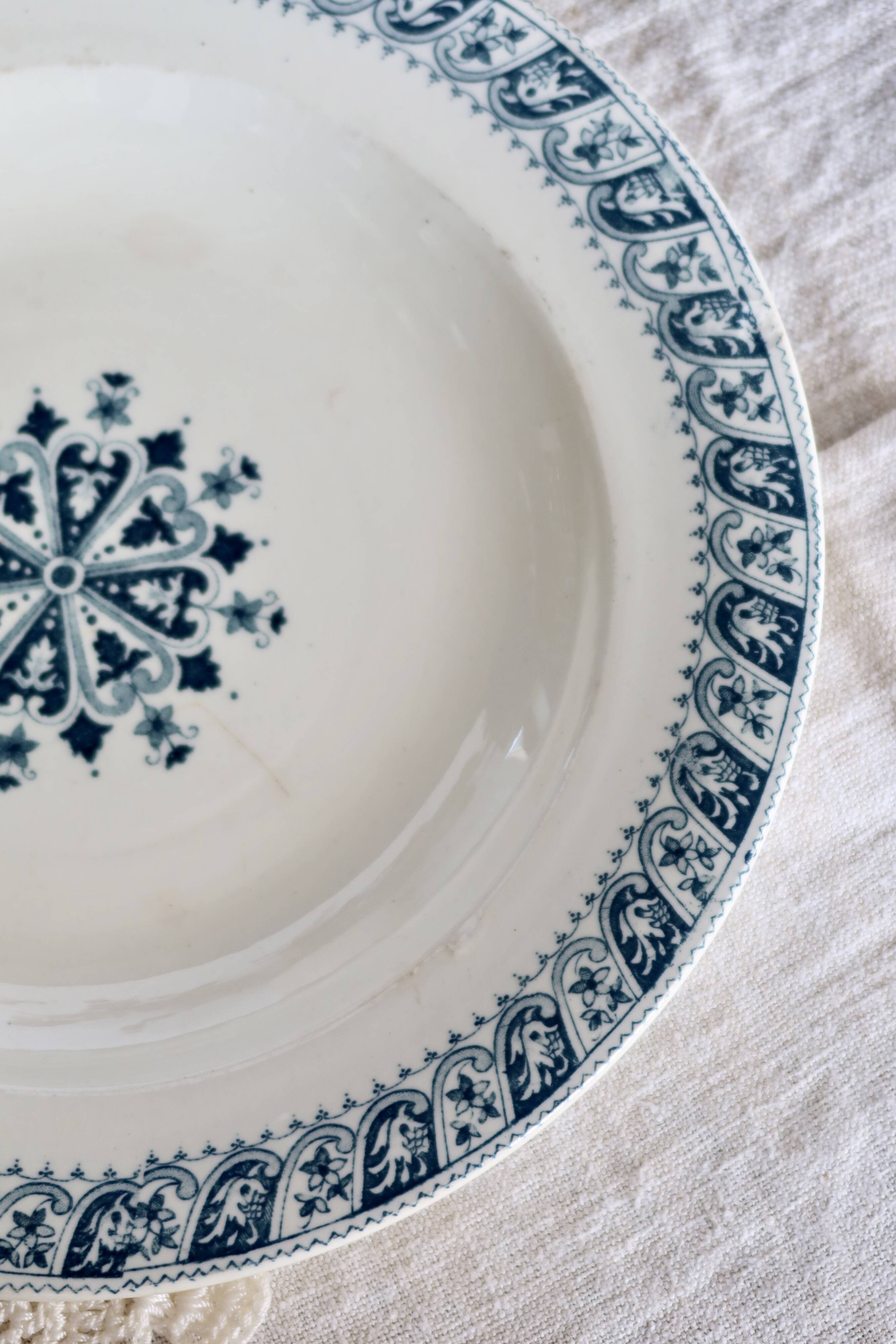 Antique semi-deep ironstone plate – Salins Henri II model