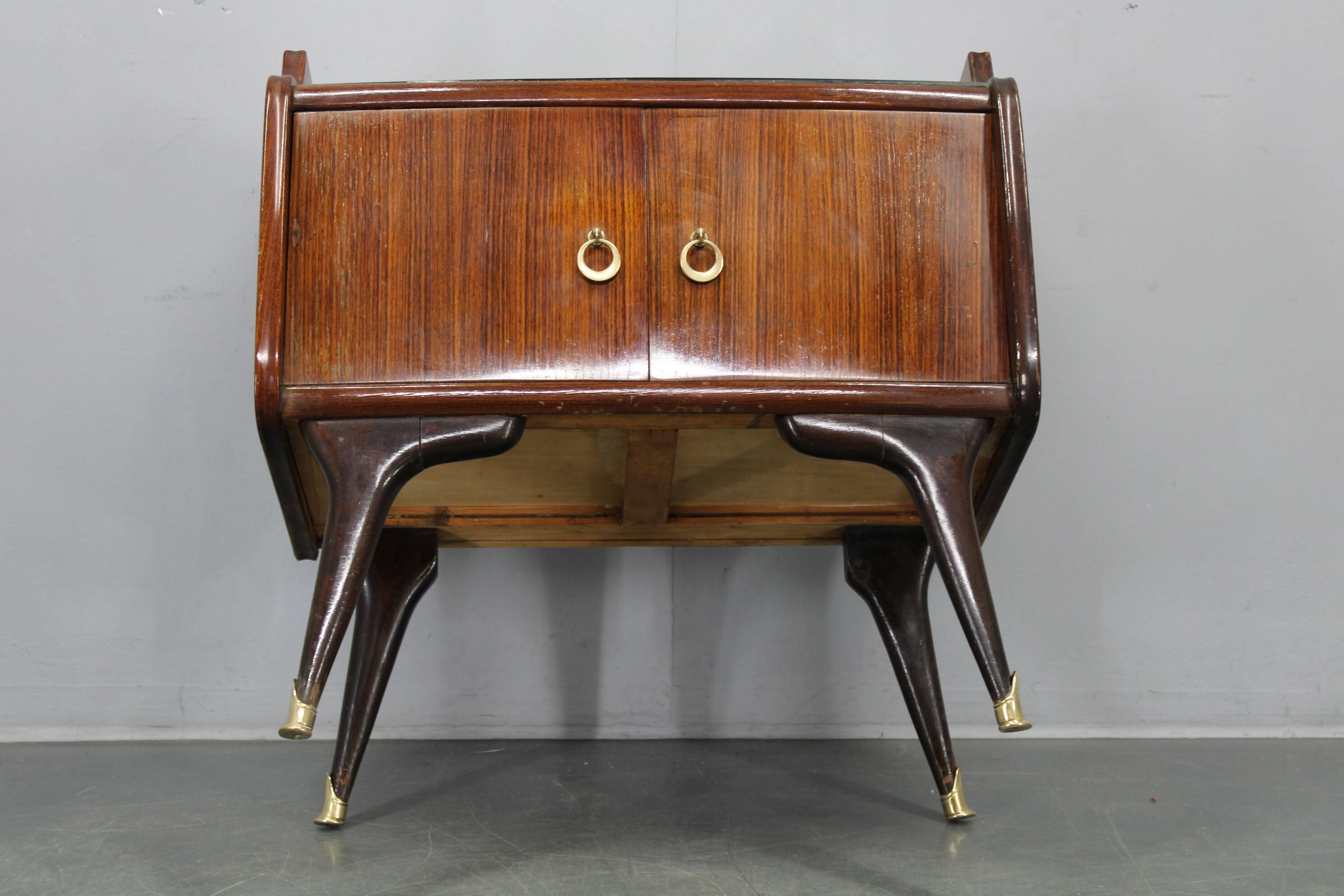 Mid-century Italian bedside tables with glass tops, 1950s