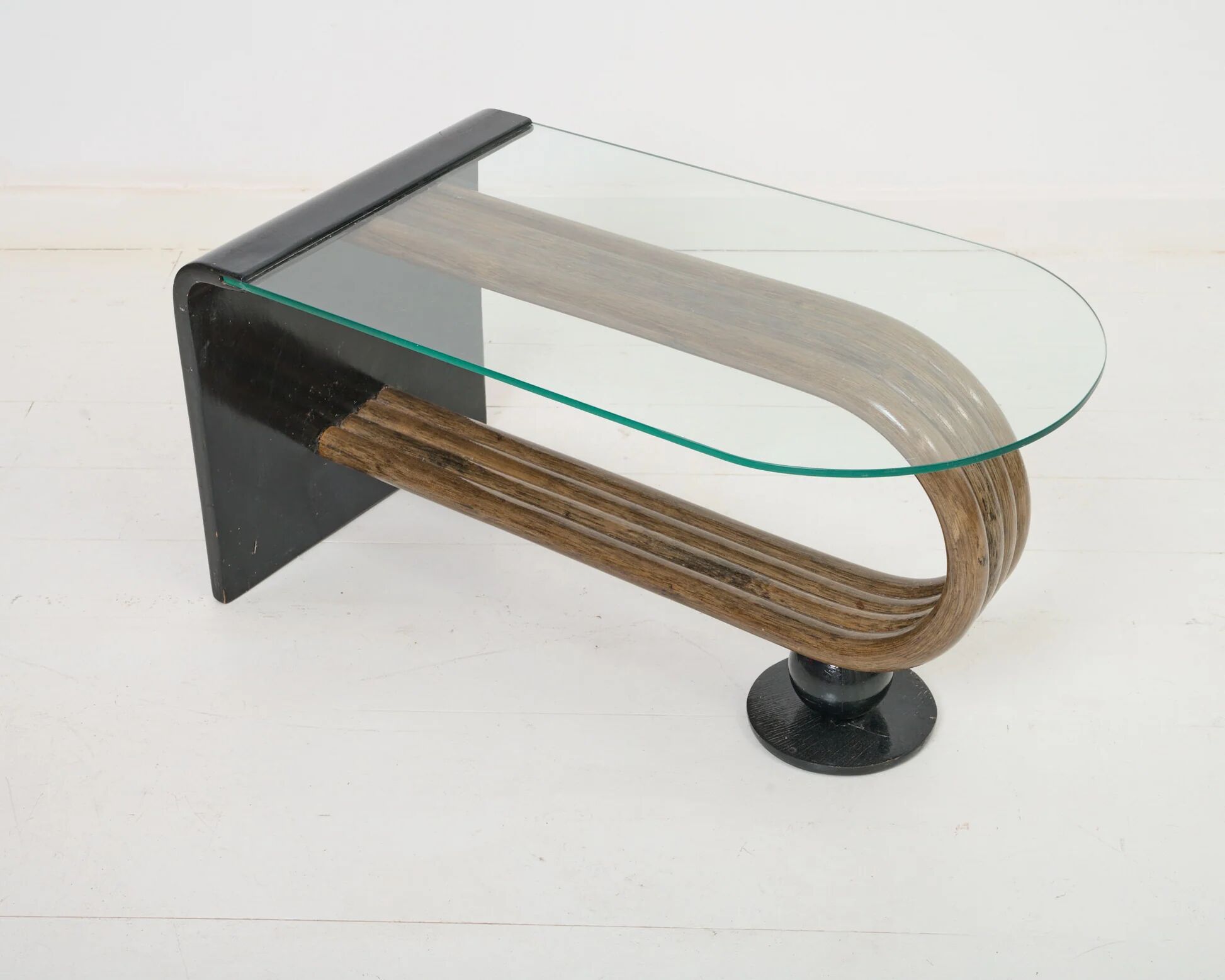 Curved wooden coffee table, 1960-70