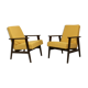 Armchair Henryk Lis 300-190 years 1970 yellow fabric Pierre Frey.