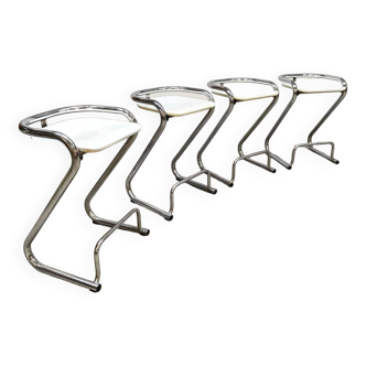 Vintage Swedish chrome stools Borge Lindau Bo Lindekrantz 1970