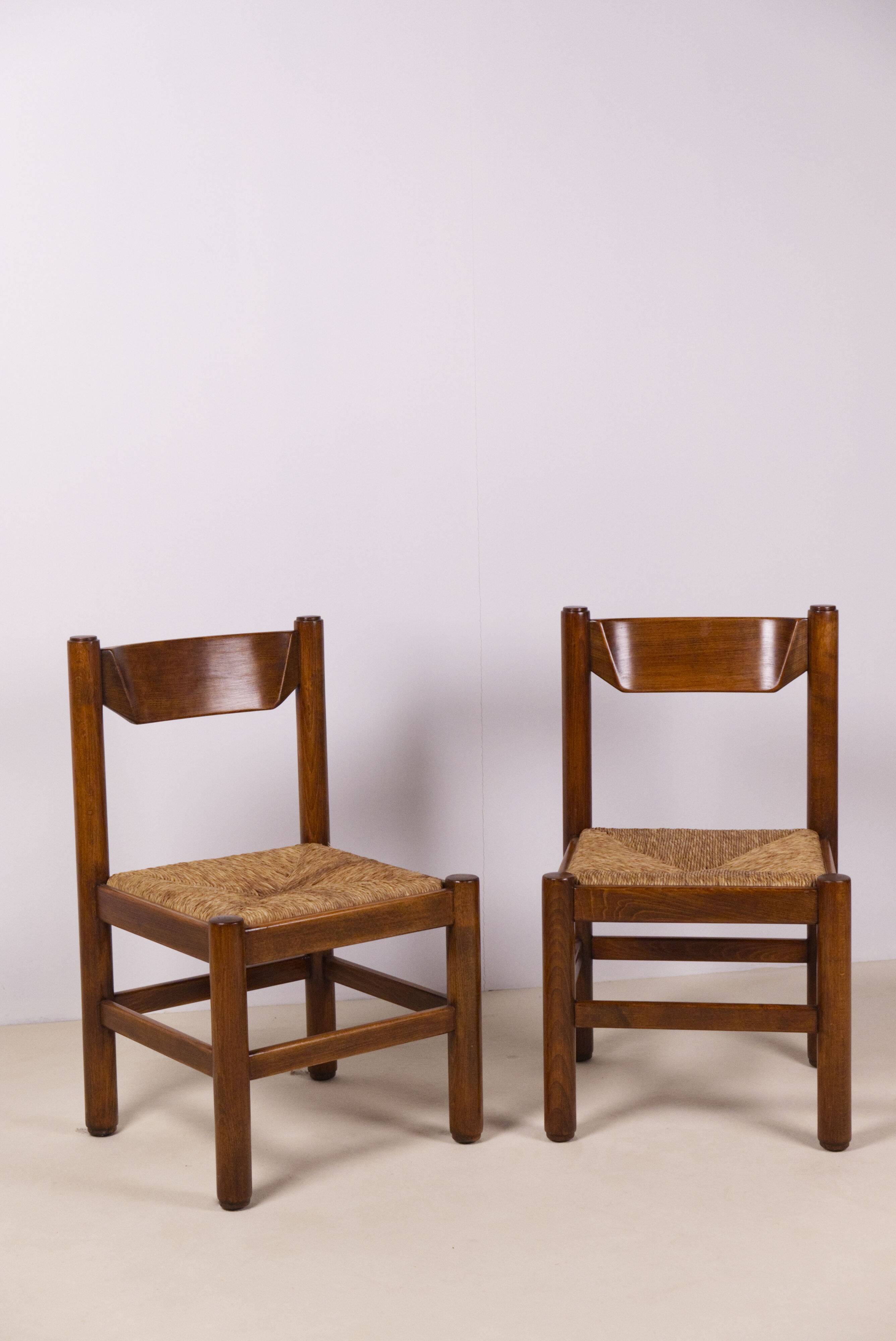 Pair of Beech and Rope Dining Chairs — in the Style Magistretti/Michelucci