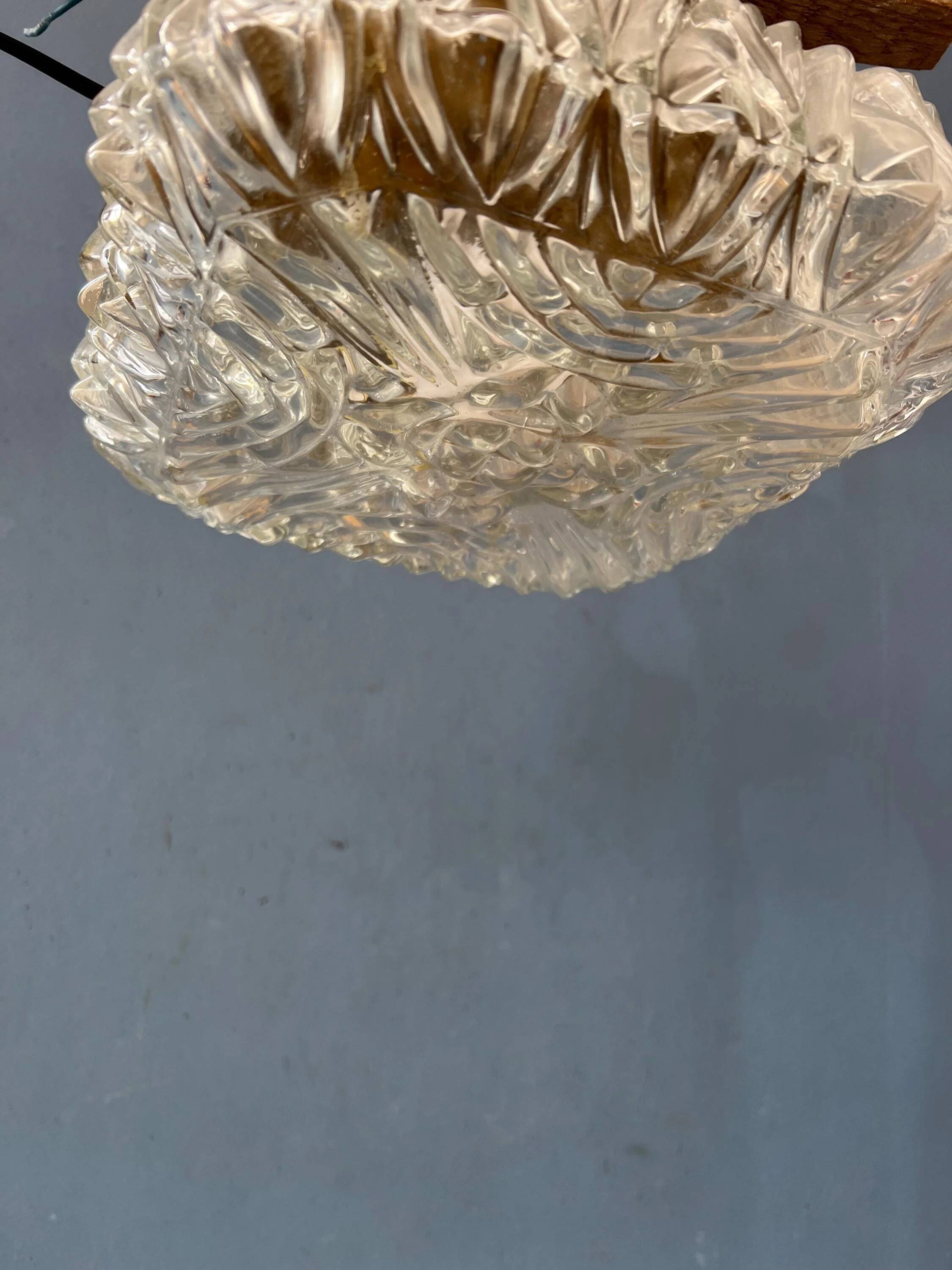 Plafonnier vintage en verre, années 30