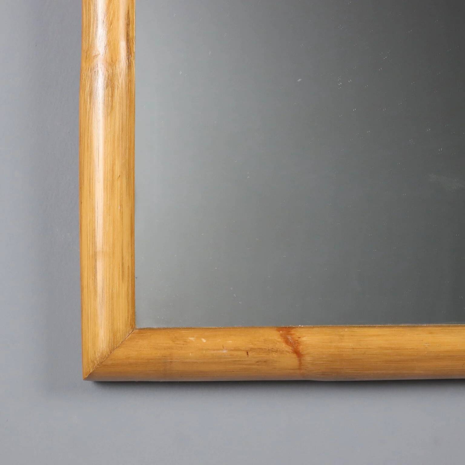 Vintage mirror with bamboo frame, Italian design, 1980s.