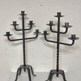 Pair of large iron candlesticks 1950