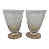 Set de 2 verres à vin en verre gravé