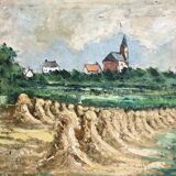 1940s Belgian oil painting on canvas