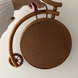 Rare wall mirror bicycle made of bamboo and rattan from the 1960s.