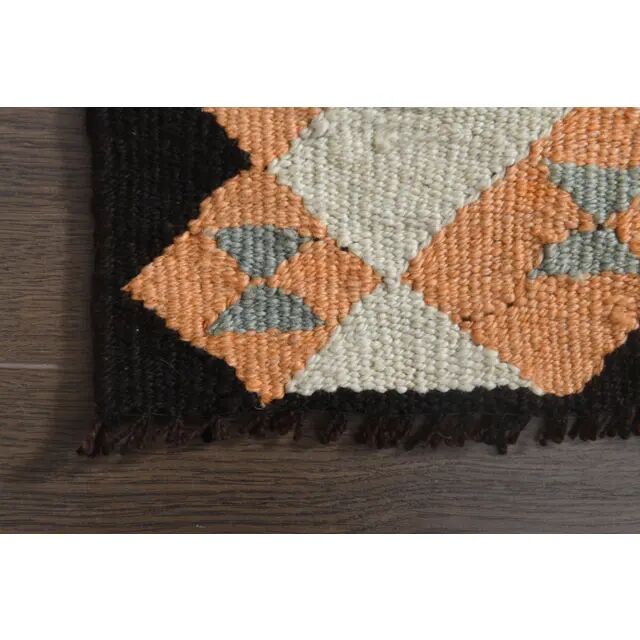 1970s Turkish Oushak Handmade Wool Cotton Orange Runner Rug 90x361