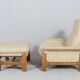 Fauteuil lounge scandinave du milieu du siècle avec ottoman, 1970